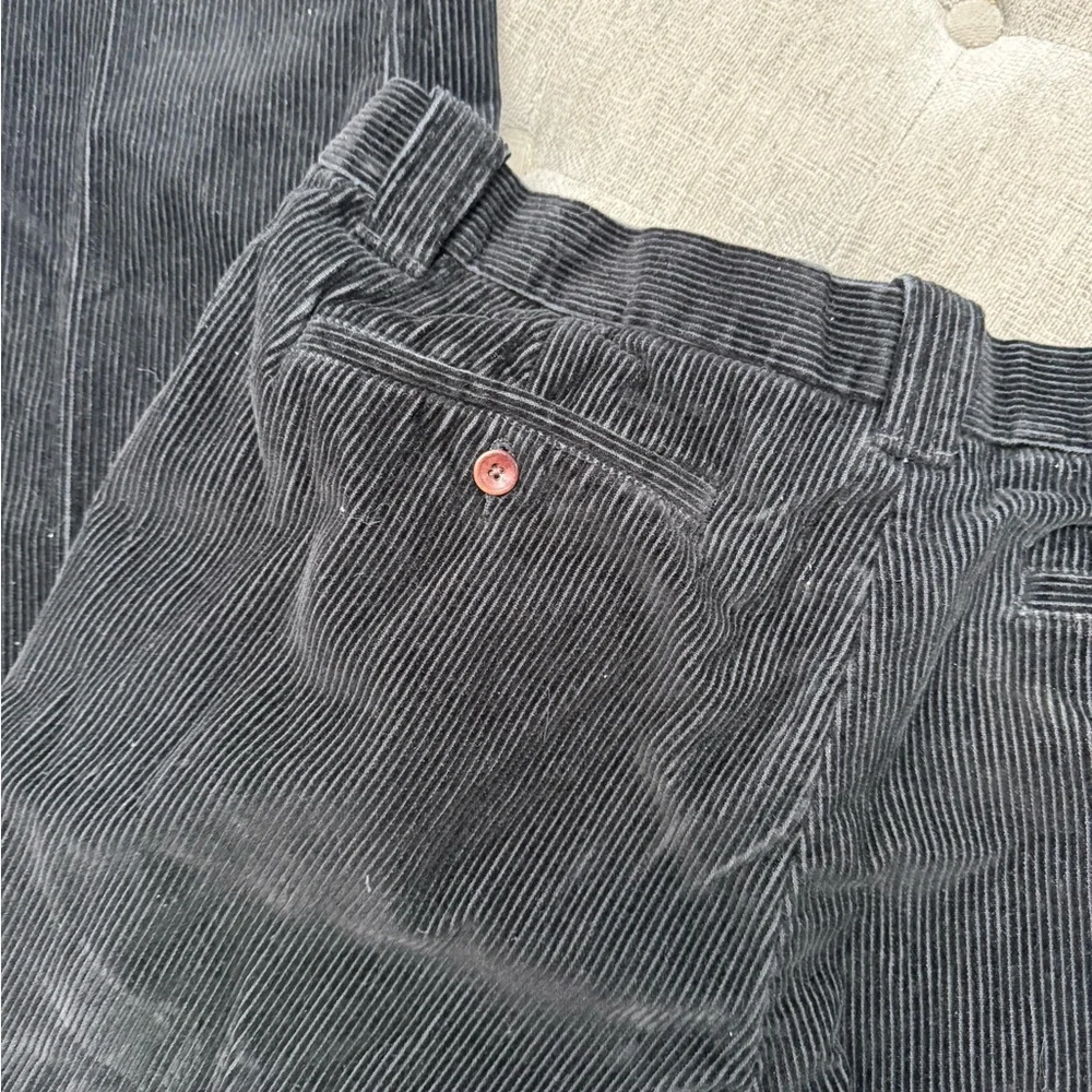 EDDIE BAUER Men's Dark Black 100% Cotton Corduroy Pants Soft Textured Retro 34